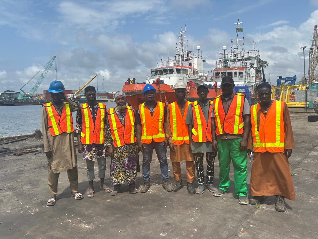 Yah Saalam Maritime Stevedoring Team at Tincan Berth Quayside with Cargo Vessels