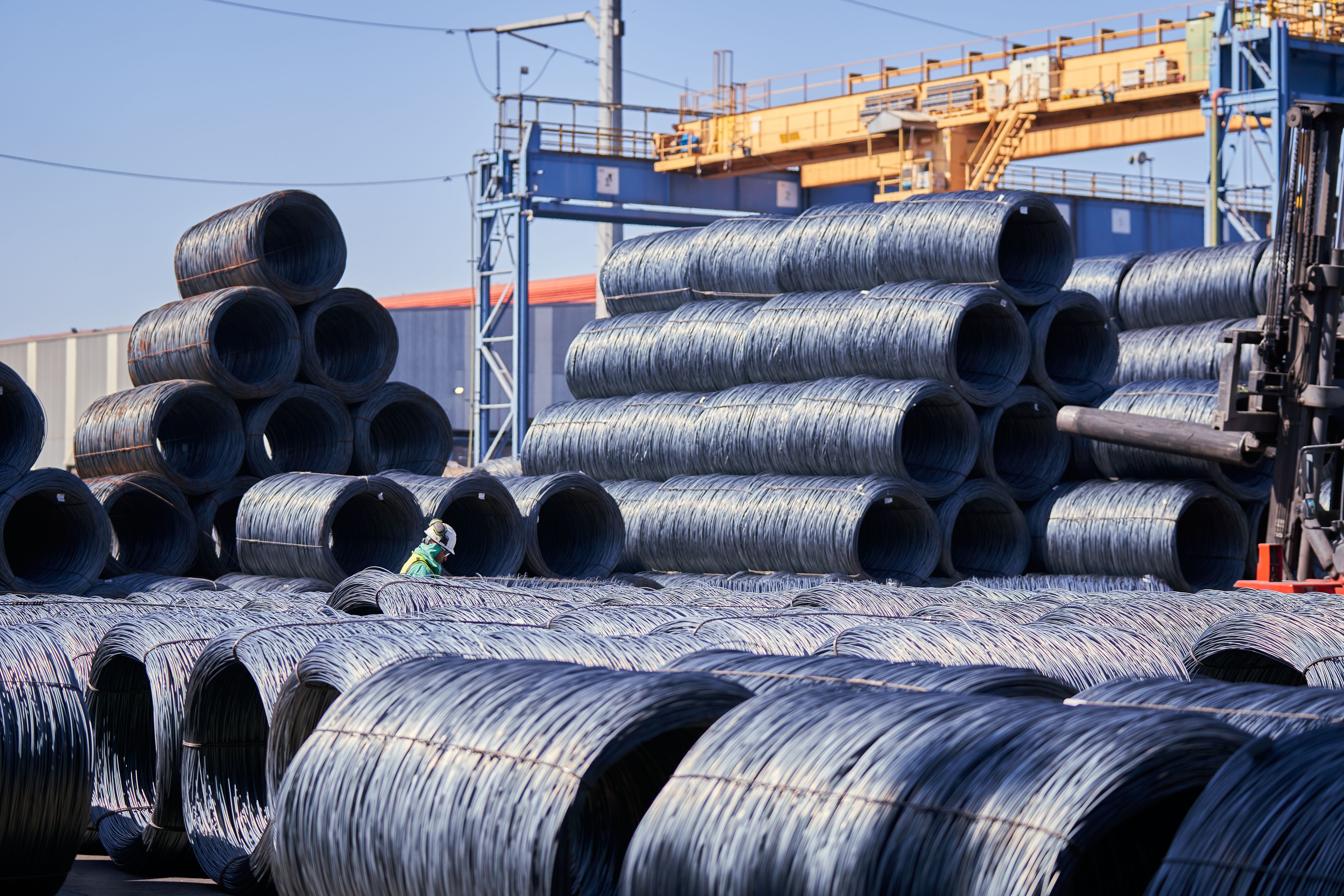 High Tensile Steel Wire Rod Coils in Stockyard